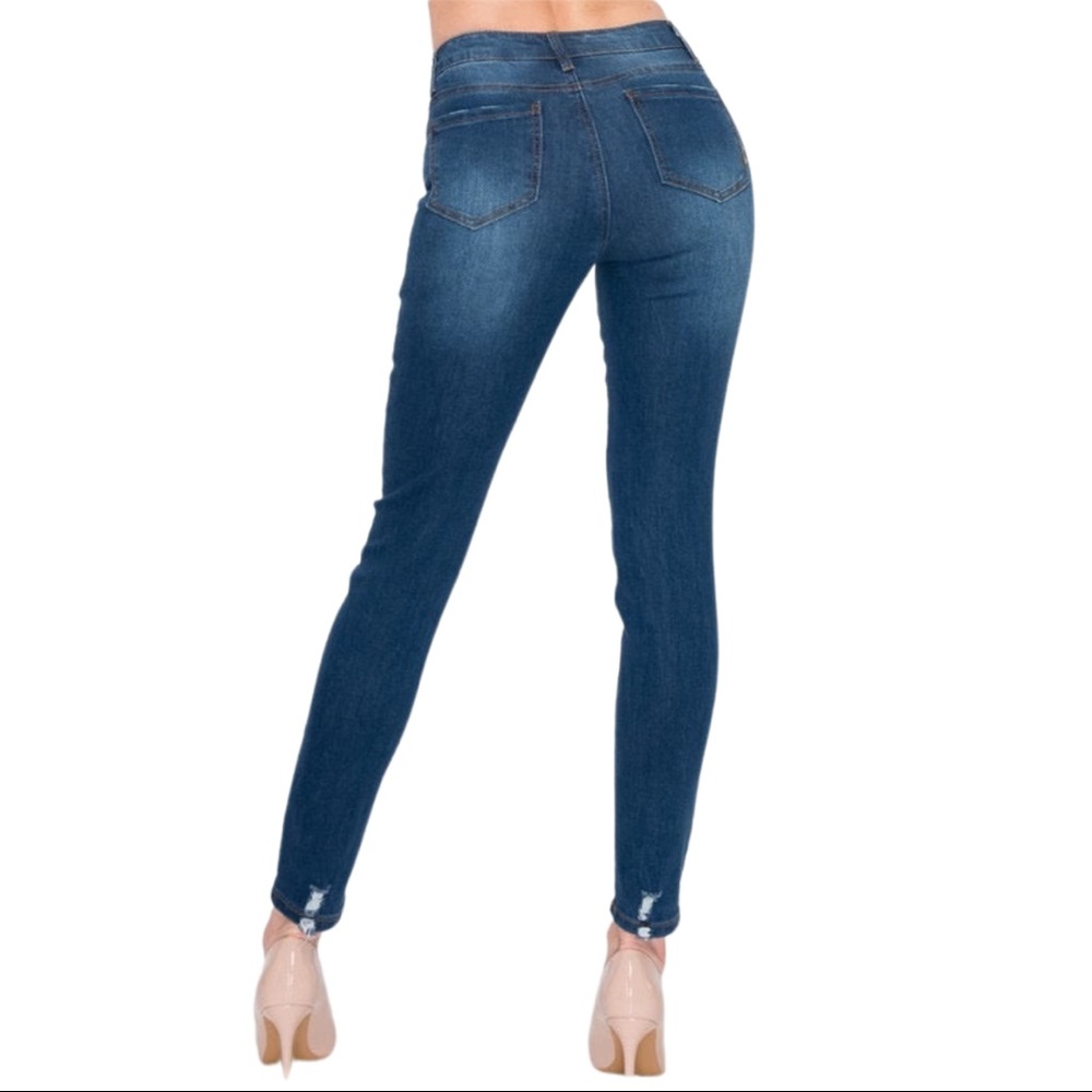 Dark Denim Skinny Mid High-Rise Jean - Size 1